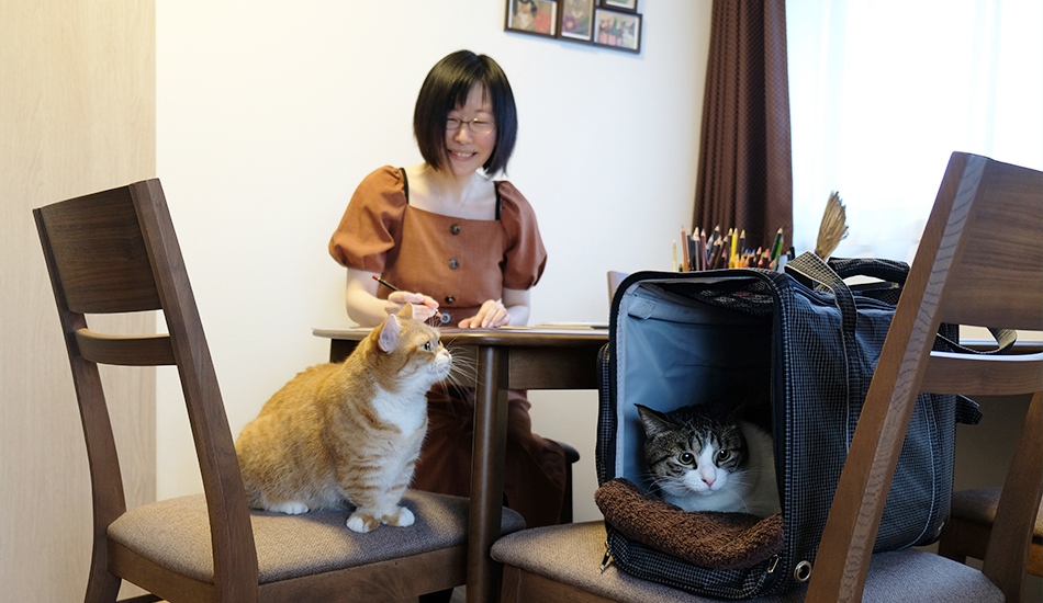 猫のいる猫の絵教室 Atelier Cats 動画 もう1匹の店主 絵画教室のルナさんと柚子さん ことみせ